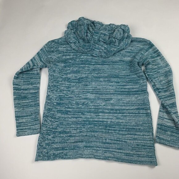 Design 365 Cowl Neck Pullover Sweater Size Medium Blue Aqua Heathered - Picture 5 of 7